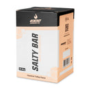 4Energy Salty Bar Box - 10 x 45 g Hazelnut Toffee flavor, black and beige packaging with brand logo, QR code, and bar illustrations.