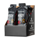 Nduranz Nrgy Gel 45 Box - 16 x 75 g strawberry flavor, black and orange packaging in a cardboard display box on white background.