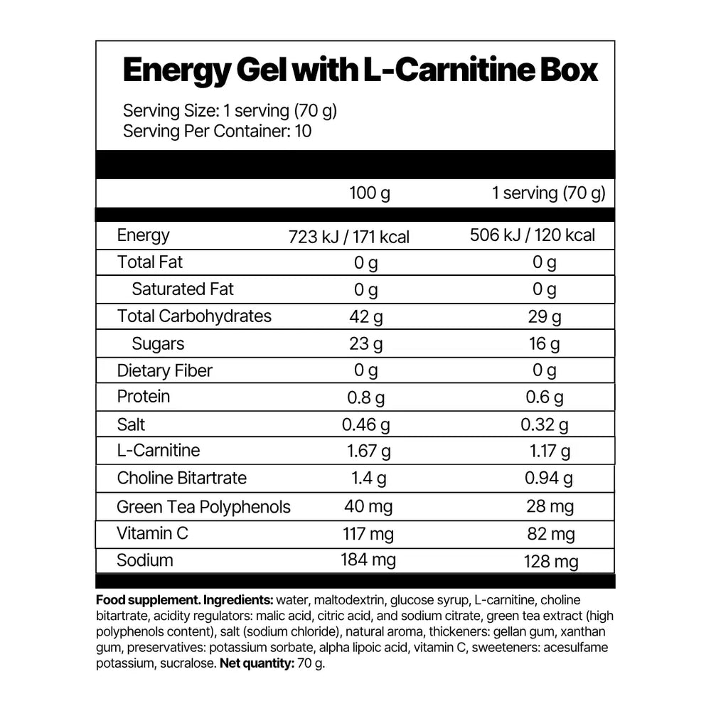 Energy Gel with L-Carnitine 4Endurance Pro: Burn Fat Energy Gel with L-Carnitine 4Endurance Pro: Burn Fat