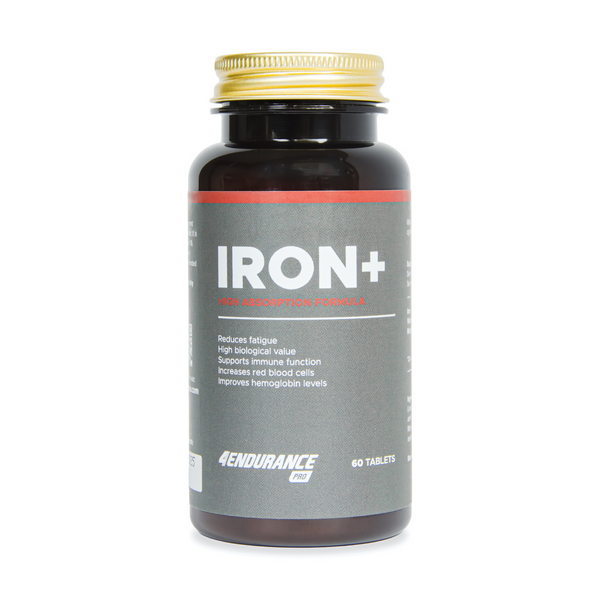 Iron+ 4Endurance Pro prevents fatigue, boosts VO2 max, and supports brain function with iron, vitamin C, and raspberry leaf extract.