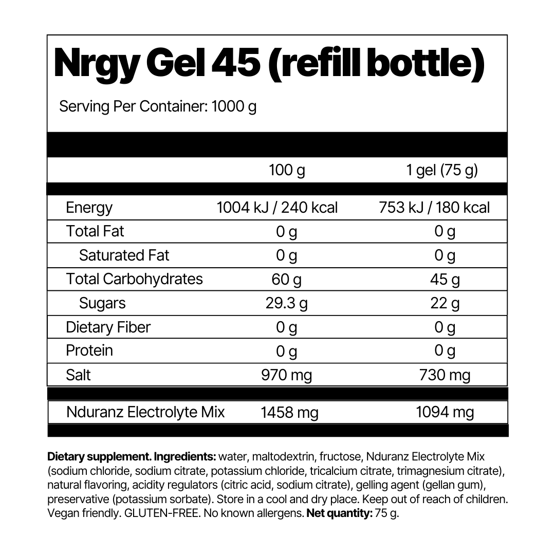 Nrgy Gel 45 Nduranz — Energy Gel for Endurance Athletes