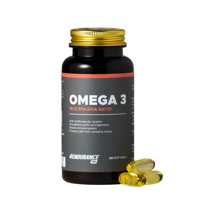 Omega-3 by 4Endurance Pro – high-quality fish oil supplement with 2000 mg of Omega-3 fatty acids, including EPA, DHA, and vitamin E, for cardiovascular health, brain function, and cell protection.