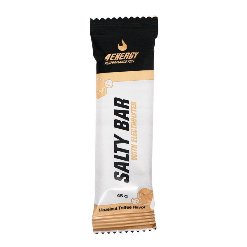 Salty Bar 4Energy is a high-performance energy bar with electrolytes that provides long-lasting energy and supports hydration during exercise.