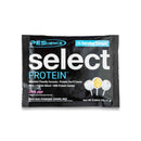 Select enkratni odmerek - 16 g, okus cake pop, črn paket s sliko cake popa, velik logotip Select Protein in opis koristi.