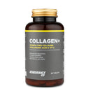 4Endurance Pro Collagen+ - 90 tablets Collagen+, brown bottle with gold lid, white label with yellow band on white background.