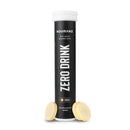 Nduranz Zero Drink - 20 effervescent tablets Citrus flavor, black cylindrical tube with white cap, pink circle on white background.