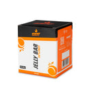4Energy Jelly Bar Box - 10 x 25 g Orange flavor, black and orange box with front and side angled view on white background.