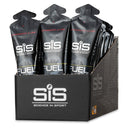 SIS Beta Fuel Gel Box - 30 x 60 ml strawberry & lime flavor, black packets with nozzle caps and red text on a white background.