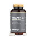 4Endurance Pro Vitamin D3 - 90 capsules, brown bottle with golden lid, label shows 2000 IU, immune and bone support benefits.